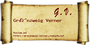 Grünzweig Verner névjegykártya